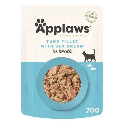 Applaws Natural Tuna Fillet with Sea Bream in Broth Wet Cat Food 70gm