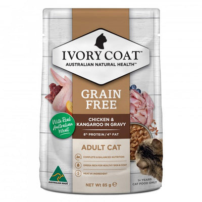 Ivory Coat Grain Free Adult Chicken & Kangaroo In Gravy Wet Cat Food 85gm