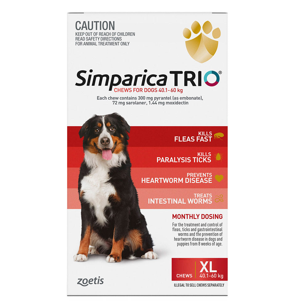 Simparica TRIO for XLarge Dogs 40.1-60kg (Red)