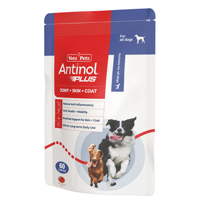 Antinol Plus Natural Anti Inflammatory Joint Mobility Skin and Coat Soft Gel Capsules For Dogs