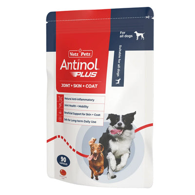 Antinol Plus Natural Anti Inflammatory Joint Mobility Skin and Coat Soft Gel Capsules For Dogs