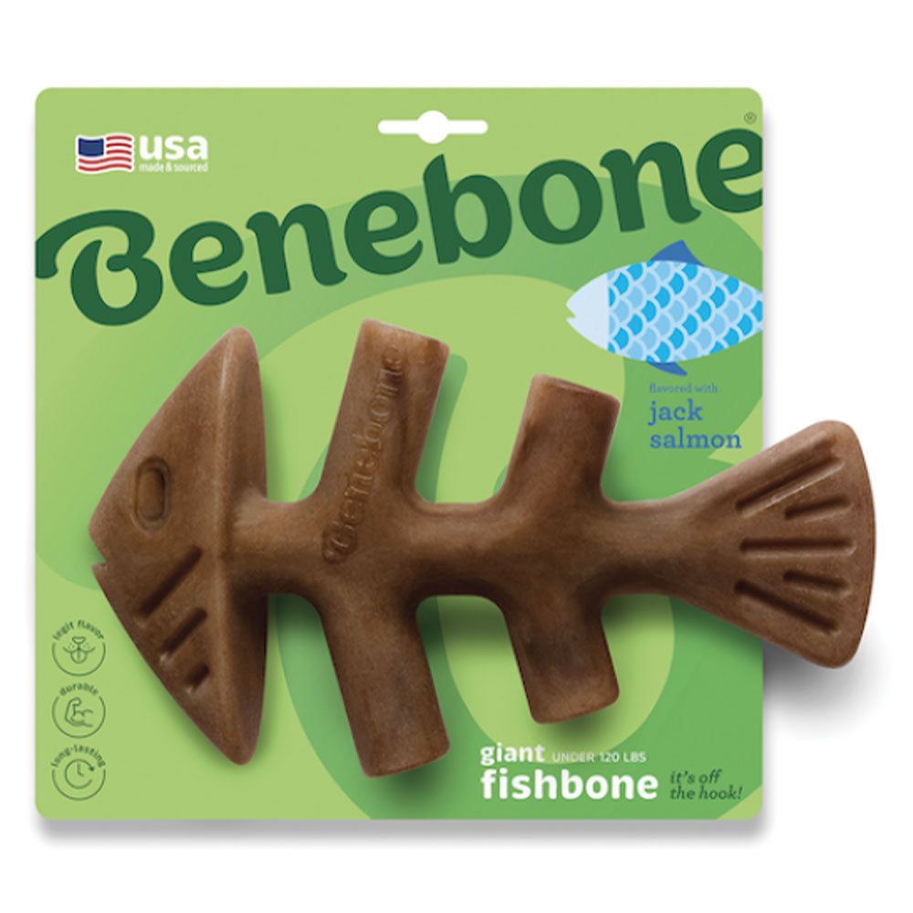 Benebone Fishbone Jack Salmon Chew Toy for Dogs Giant