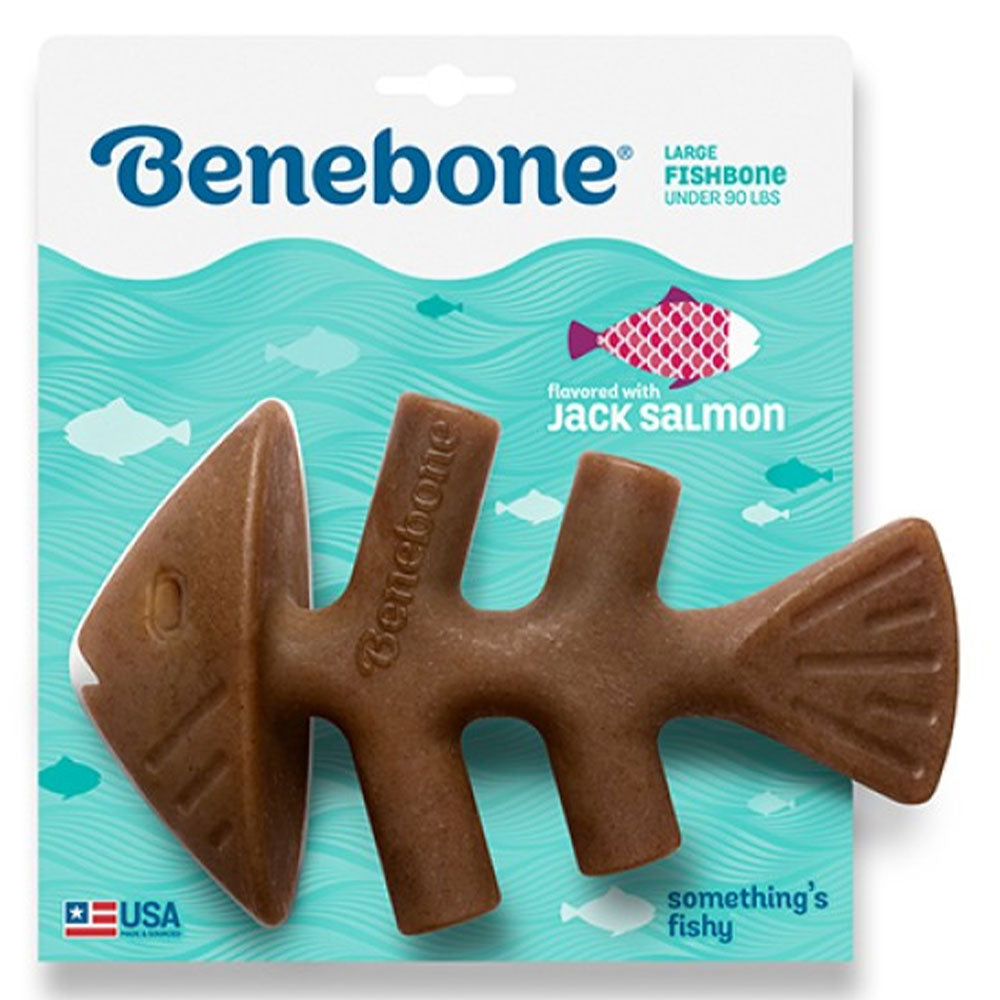 Benebone Fishbone Jack Salmon Chew Toy for Dogs Large