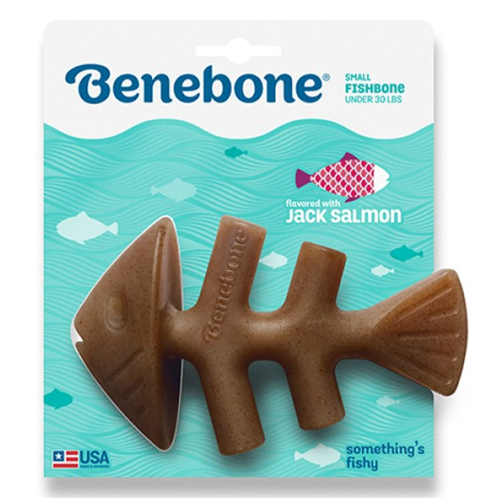 Benebone Fishbone Jack Salmon Chew Toy for Dogs Small