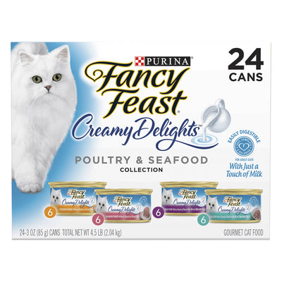 Fancy Feast Cat Adult Creamy Delights Pate Poultry And Grilled Seafood Variety Pack 85g x 24