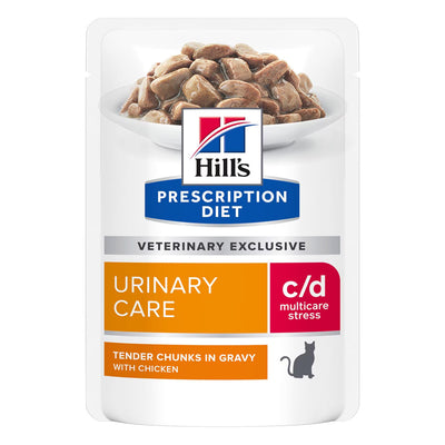 Hill's Prescription Diet c/d Multicare Stress Urinary Care Tender Chunks in Gravy with Chicken Wet Cat Food 85gm