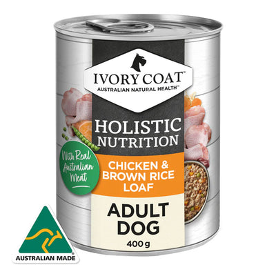 Ivory Coat Holistic Nutrition Adult All Breeds Chicken & Brown Rice Loaf Wet Dog Food 400gm