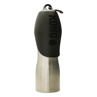 KONG H2O Stainless Steel Bottle with Lid Bowl For Dogs - Black