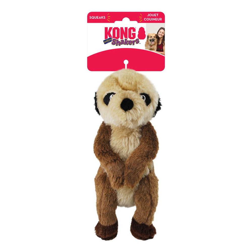KONG Shakers Passports Rattle Plush Squeaker Toy for Dogs - Meerkat