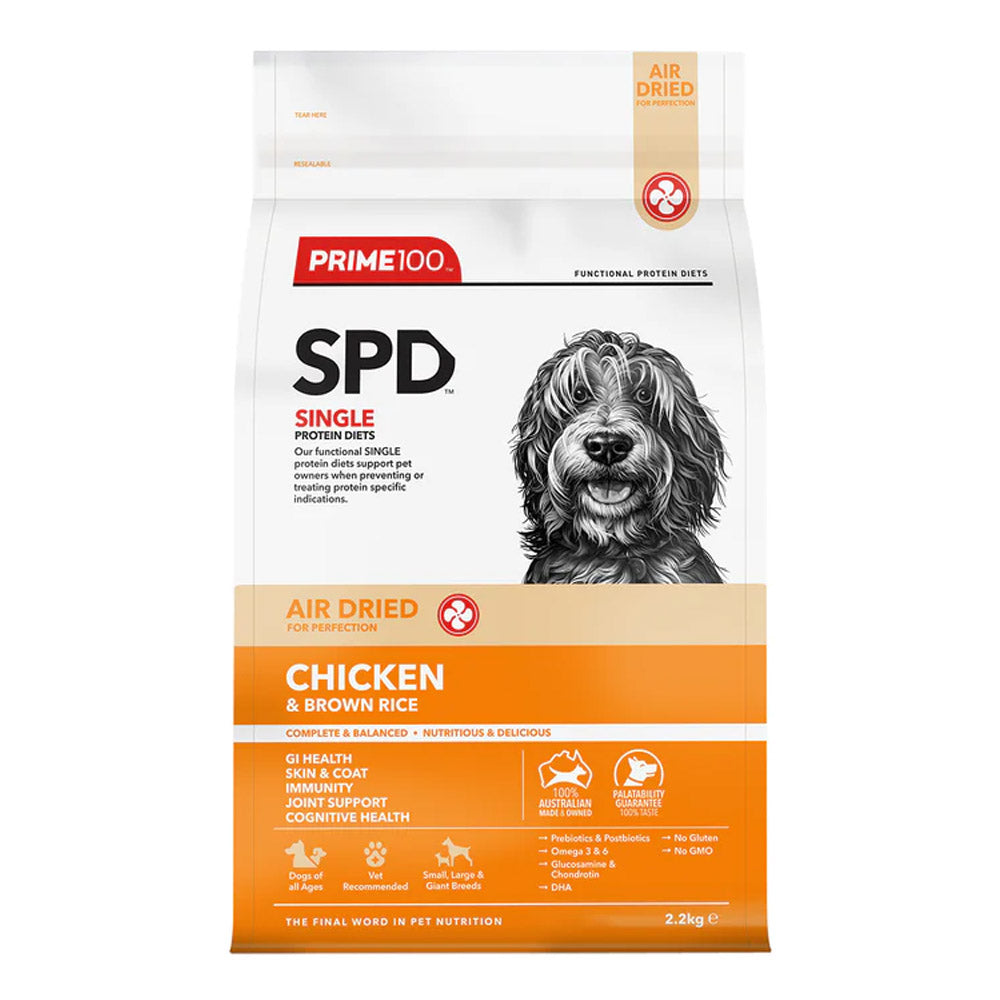 Prime100 SPD Single Protein Diets Air Dried Chicken & Brown Rice All Life Stages Dry Dog Food