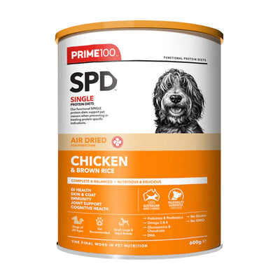 Prime100 SPD Single Protein Diets Air Dried Chicken & Brown Rice All Life Stages Dry Dog Food
