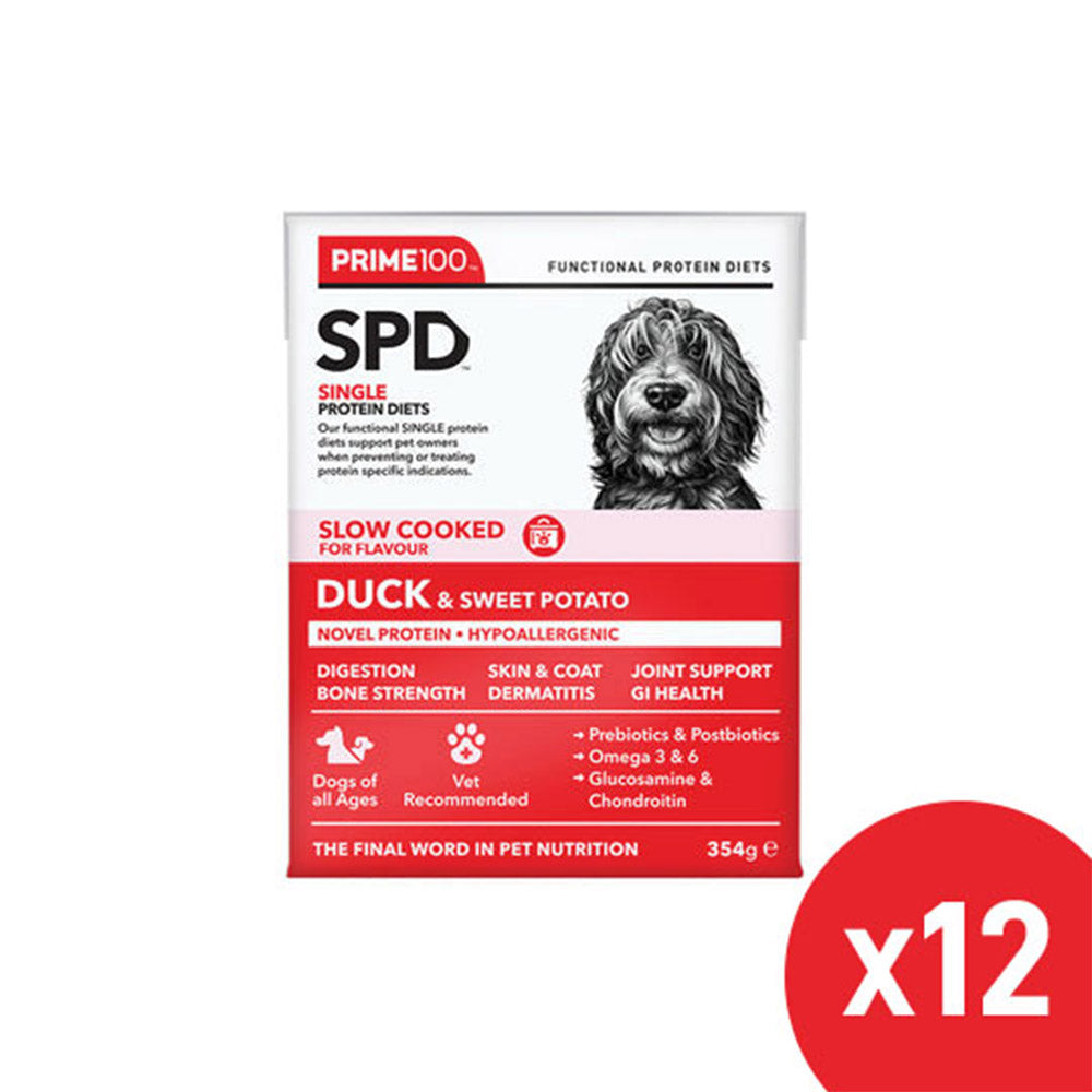 Prime100 SPD Single Protein Diets Slow Cooked Duck & Sweet Potato Wet Dog Food 354 Gm