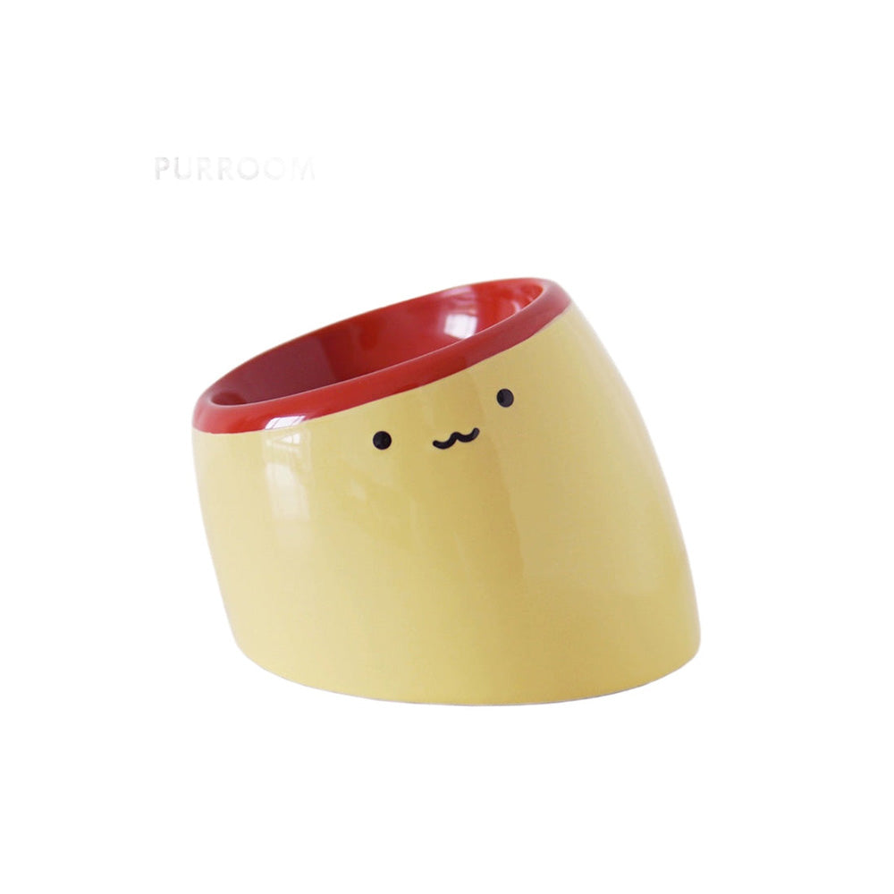 Purroom Elevated Chick Ceramic Pet Bowl Tilted