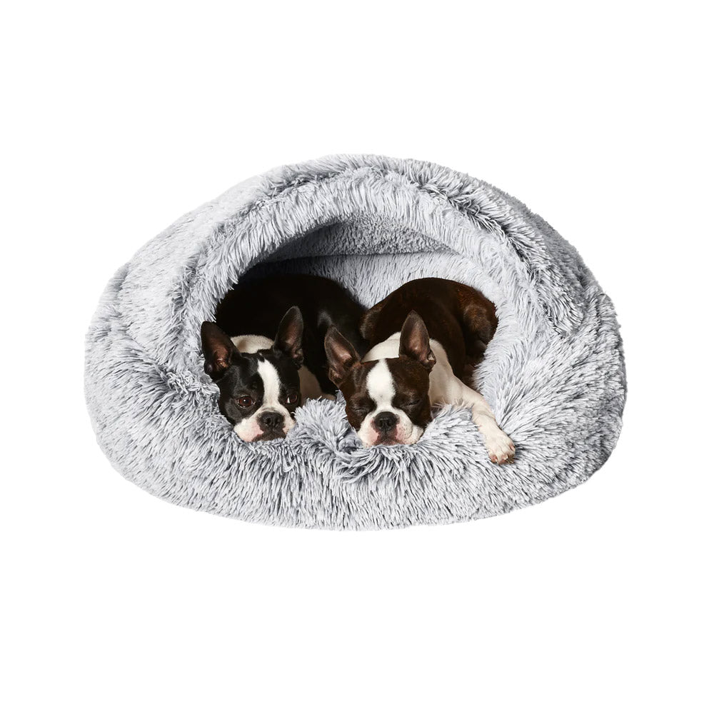 Snooza Calming Hoodie Cuddler Bed for Dogs Silver Fox