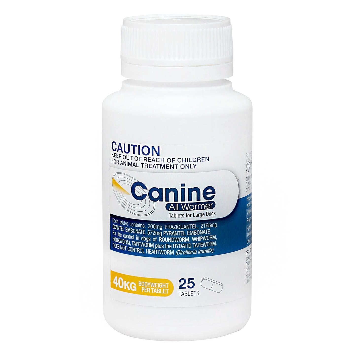 Value Plus Canine All Wormer Tablets for Dogs 40kg (Yellow)