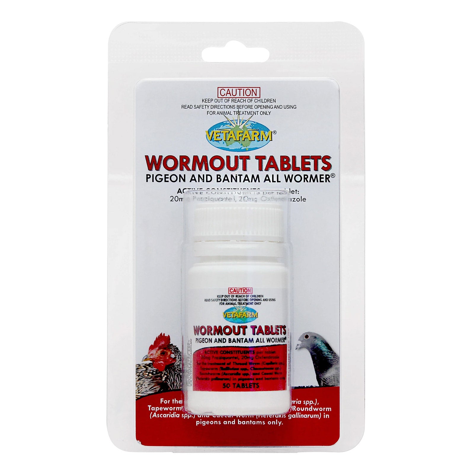 Buy VetaFarm Wormout Tablets for Pigeons and Bantams 50 Tablets