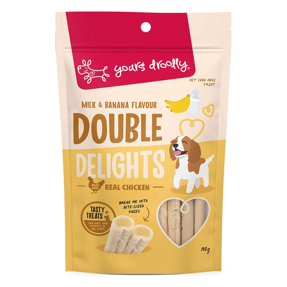 Yours Droolly Double Delights Real Chicken Tasty Dog Treats - Milk & Banana Flavour