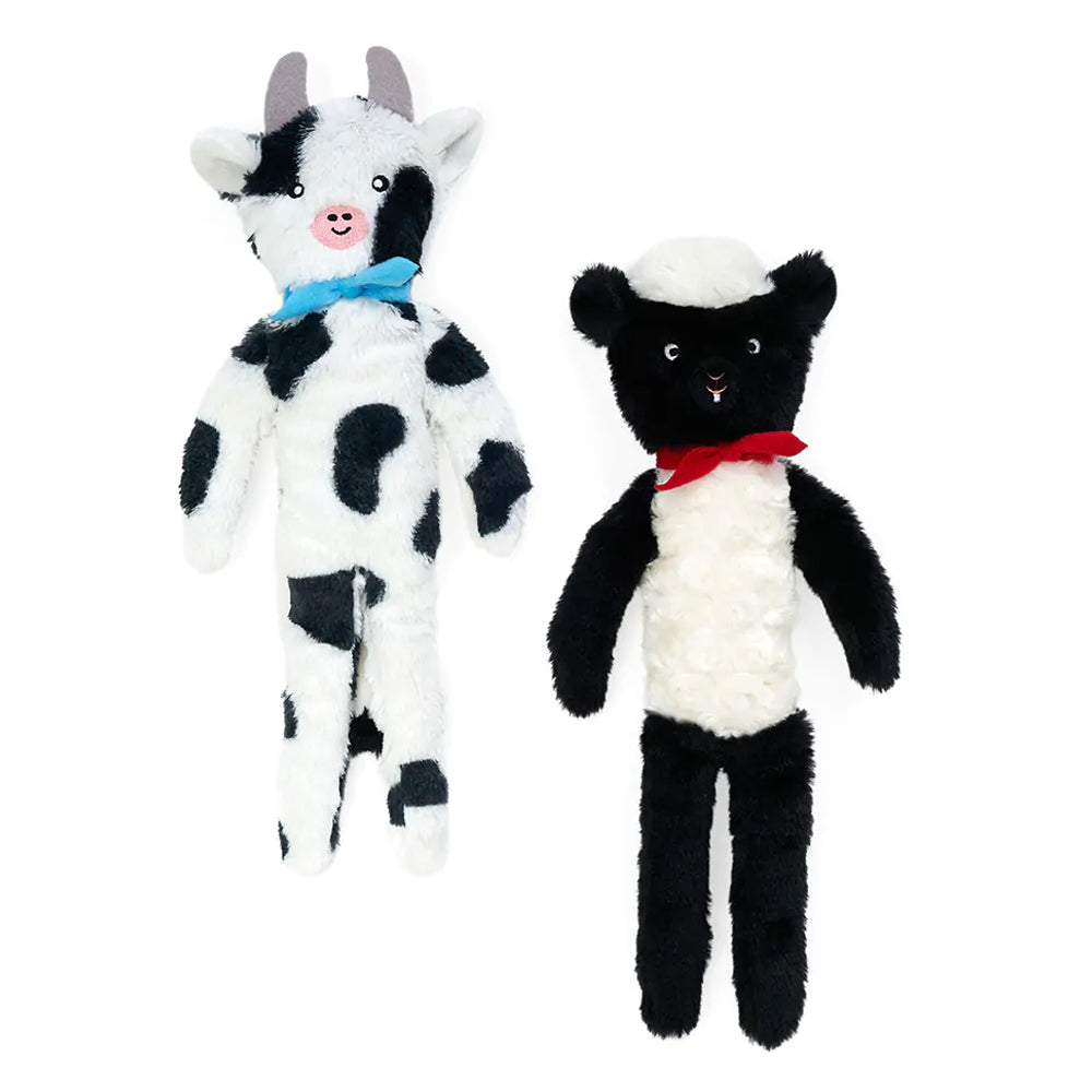 Zippy Paws Fluffy Peltz Toys for Dogs - Sheep and Cow