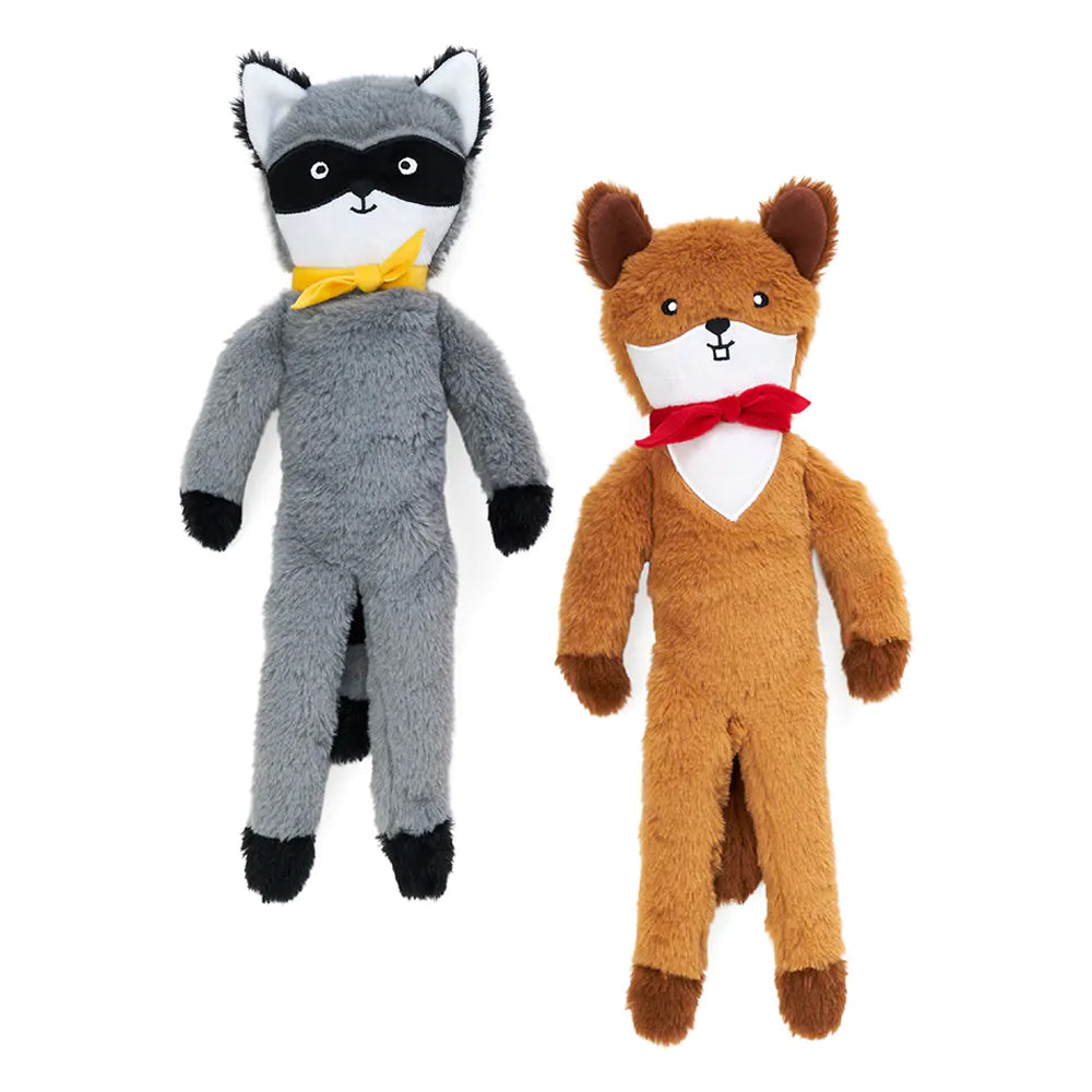 Zippy Paws Fluffy Peltz Toys for Dogs - Squirrel and Raccoon